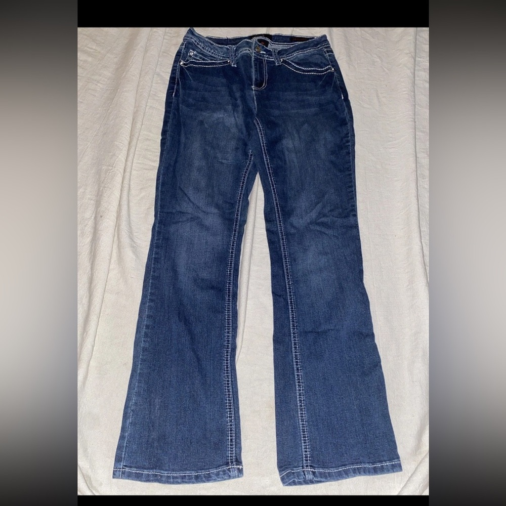 Earl Jeans Navy Blue Wide-Leg Flare Denim